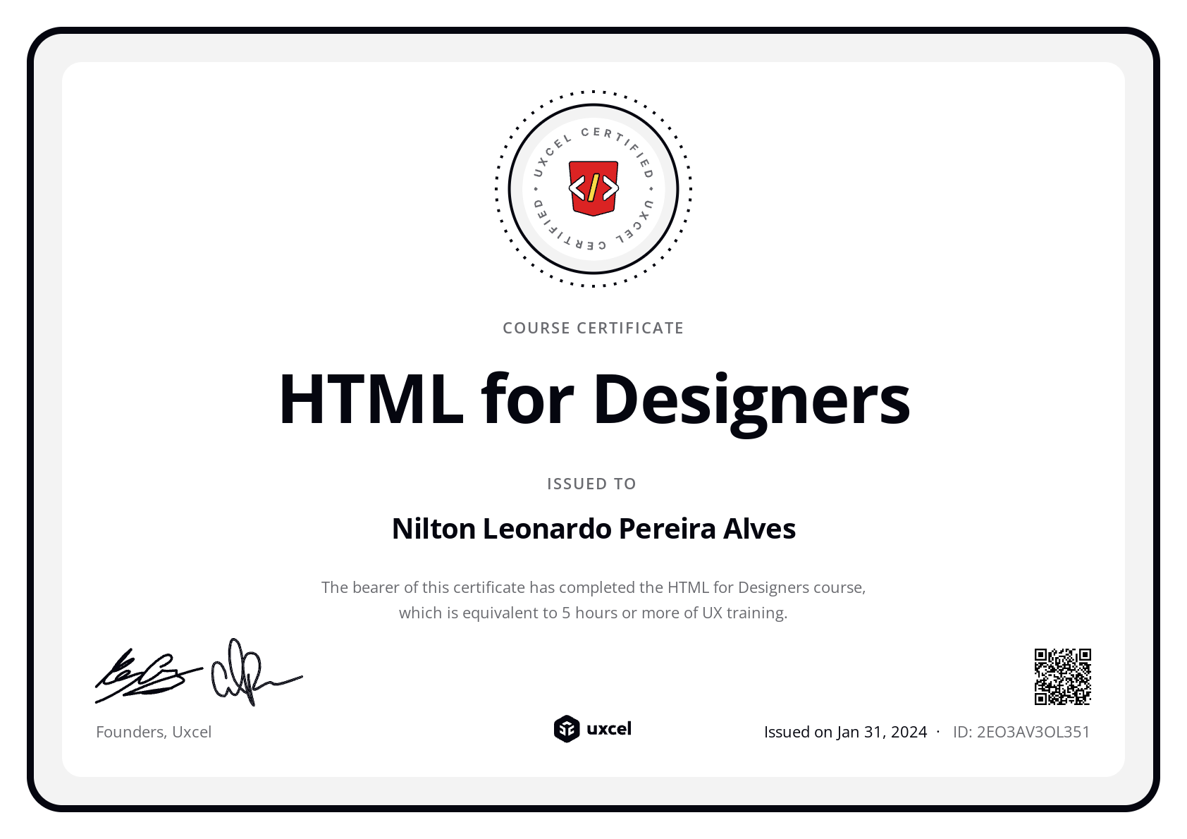 Leonardo Alves's certificate